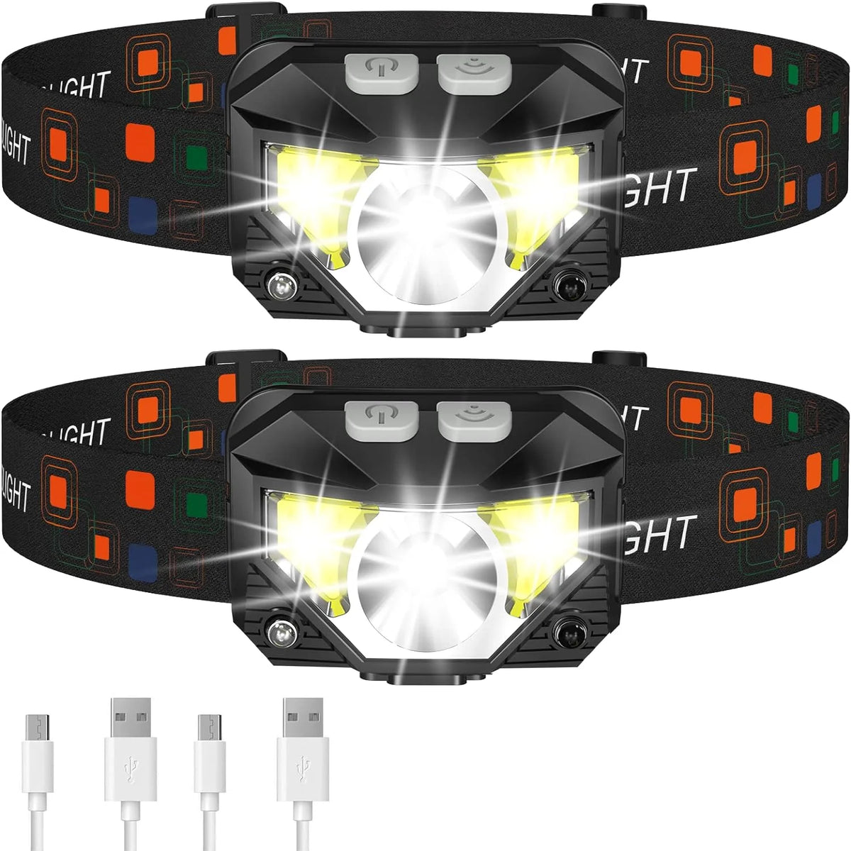 Headlamps Rechargeable Motion Sensor 2-Pack