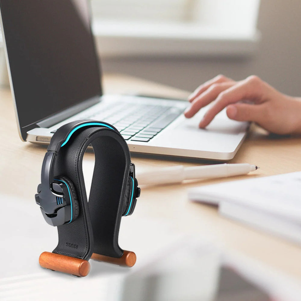 Headphone Stand Walnut Wood Non-Slip Base