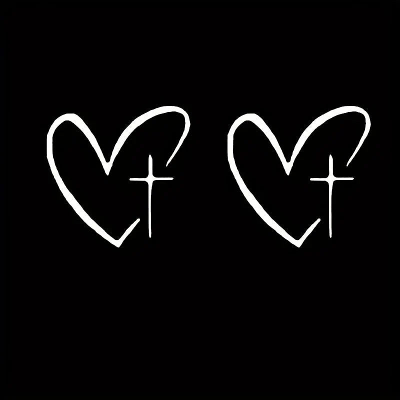 Heart Cross Decal Waterproof UV-Resistant Removable