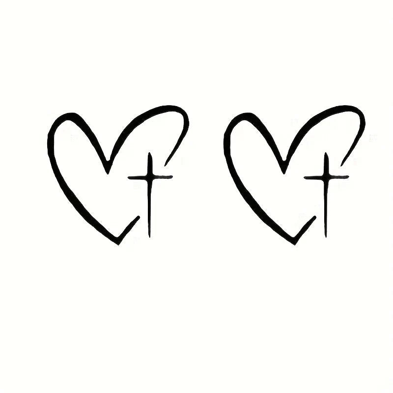 Heart Cross Decal Waterproof UV-Resistant Removable