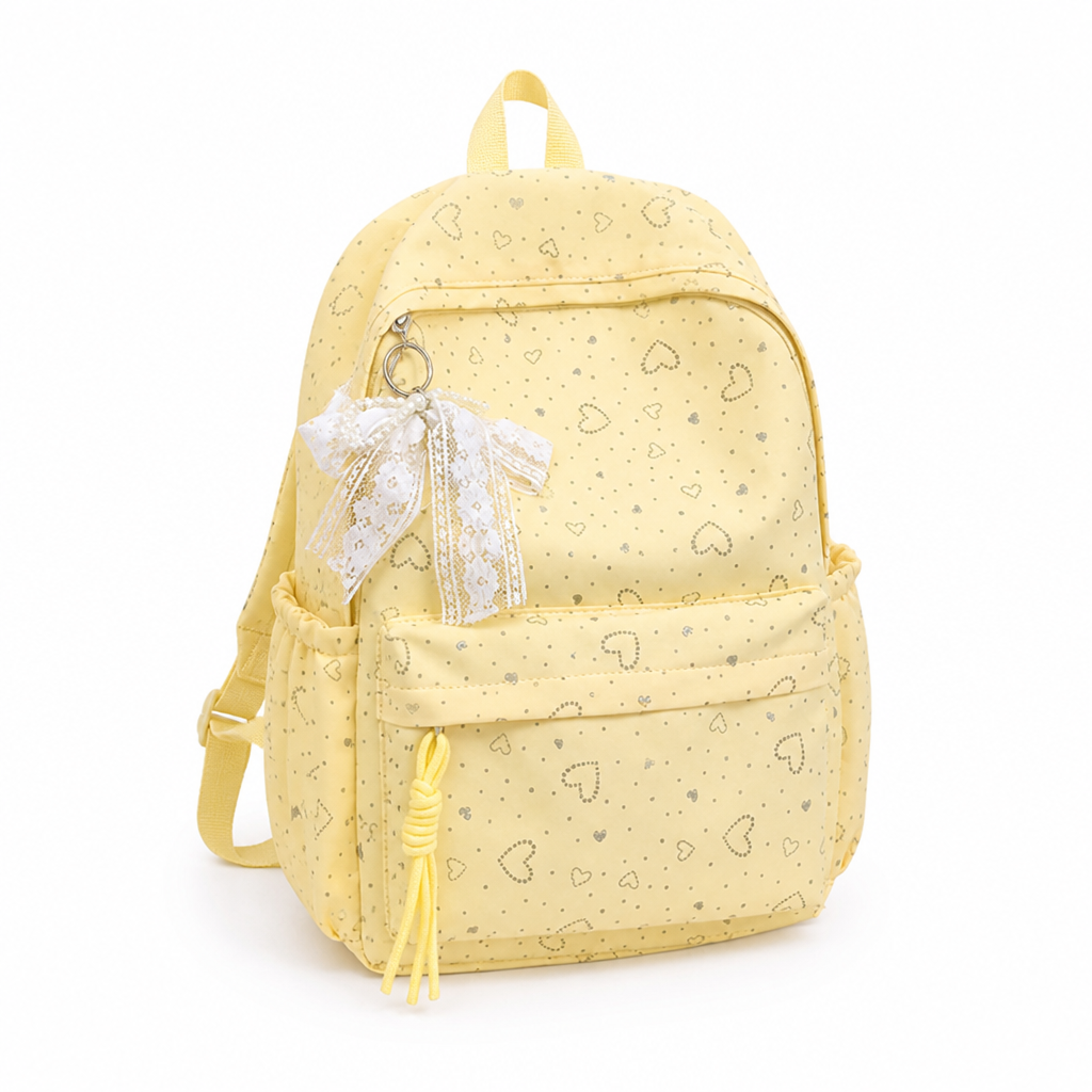 Heart-Patterned Padded Straps School Backpack
