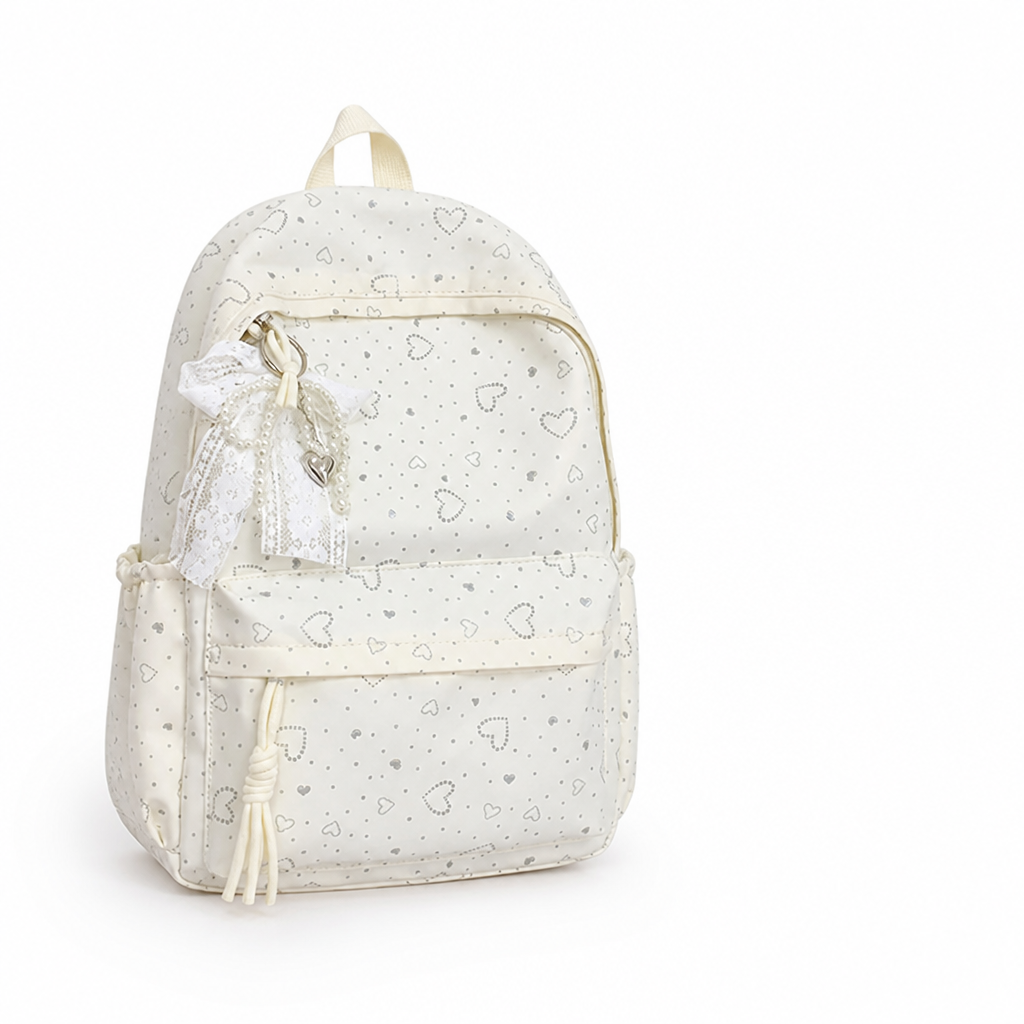 Heart-Patterned Padded Straps School Backpack