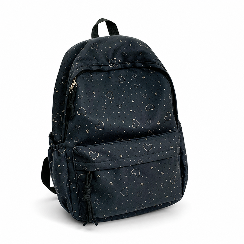 Heart-Patterned Padded Straps School Backpack