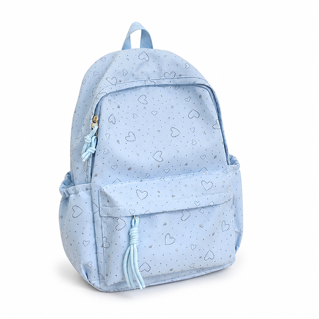 Heart-Patterned Padded Straps School Backpack