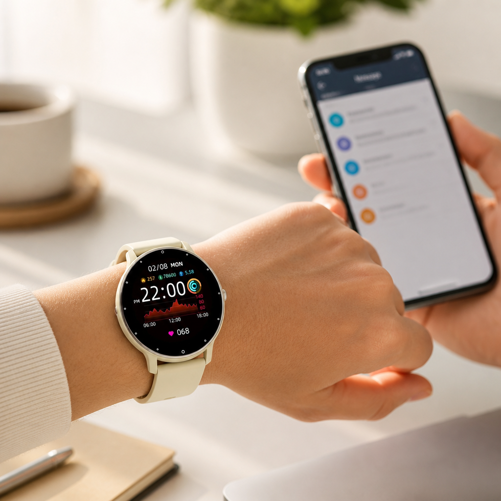 Heart Rate & Blood Oxygen Bluetooth-Enabled Fitness Watch