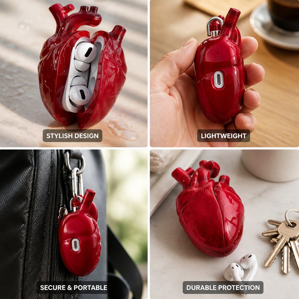 Heart-Shaped Soft Protective AirPods Case (Fits Pro & AirPods 3)