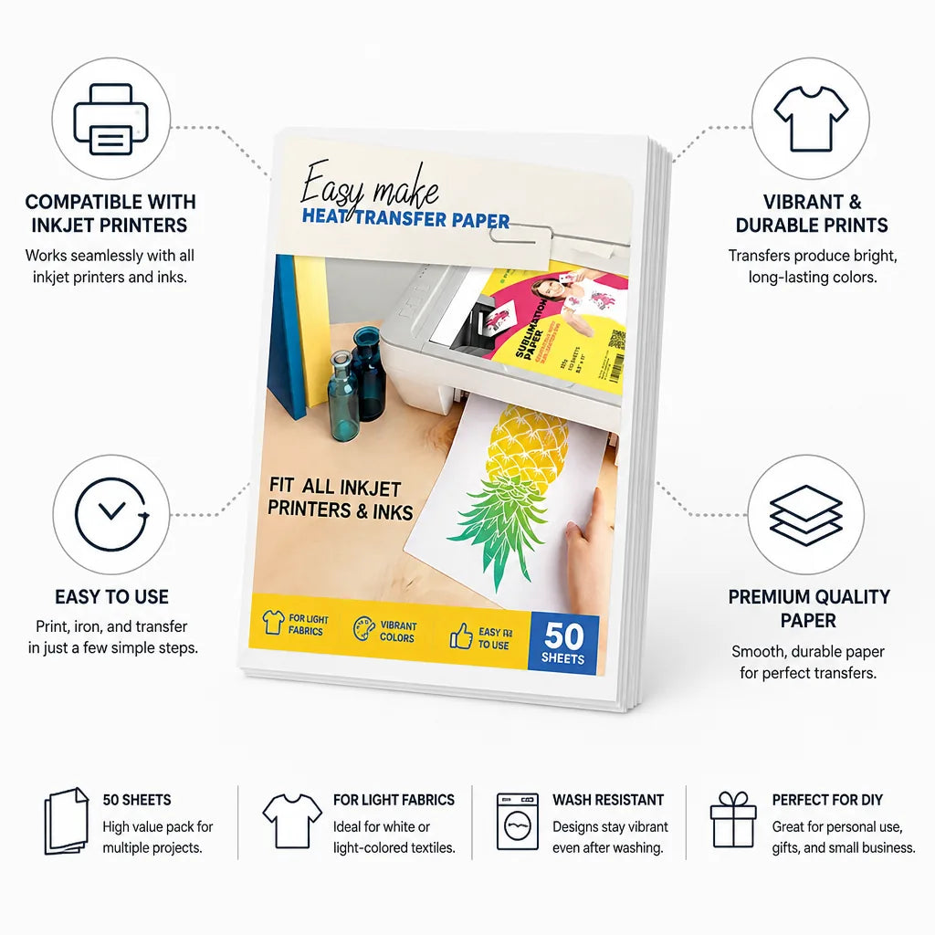 Heat Transfer Paper Inkjet Compatible 50 Sheets