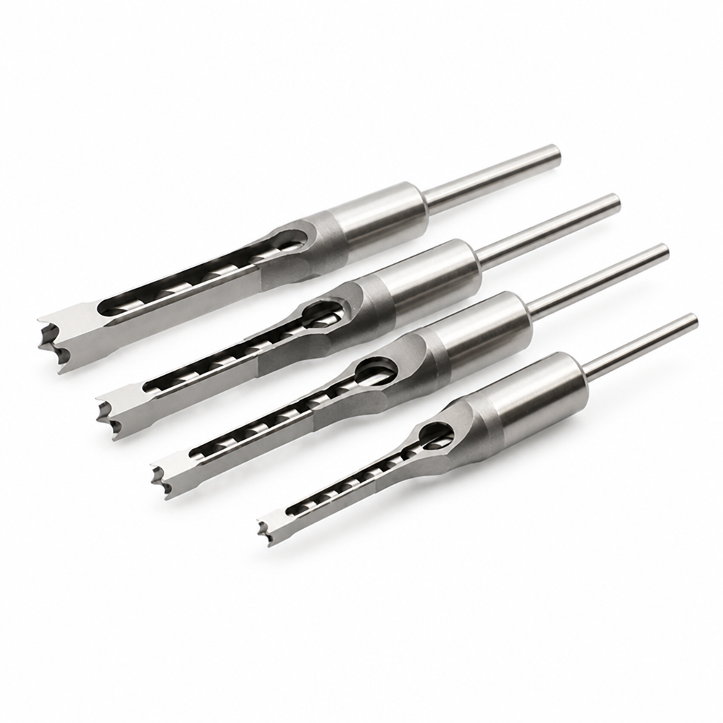 Heat-Treated High-Speed Steel Square Hole Drill Bit Set (4-Piece)