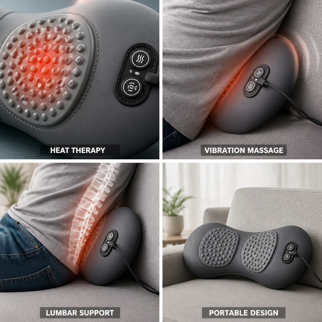 Heat & Vibration Lumbar Massager (3-In-1)