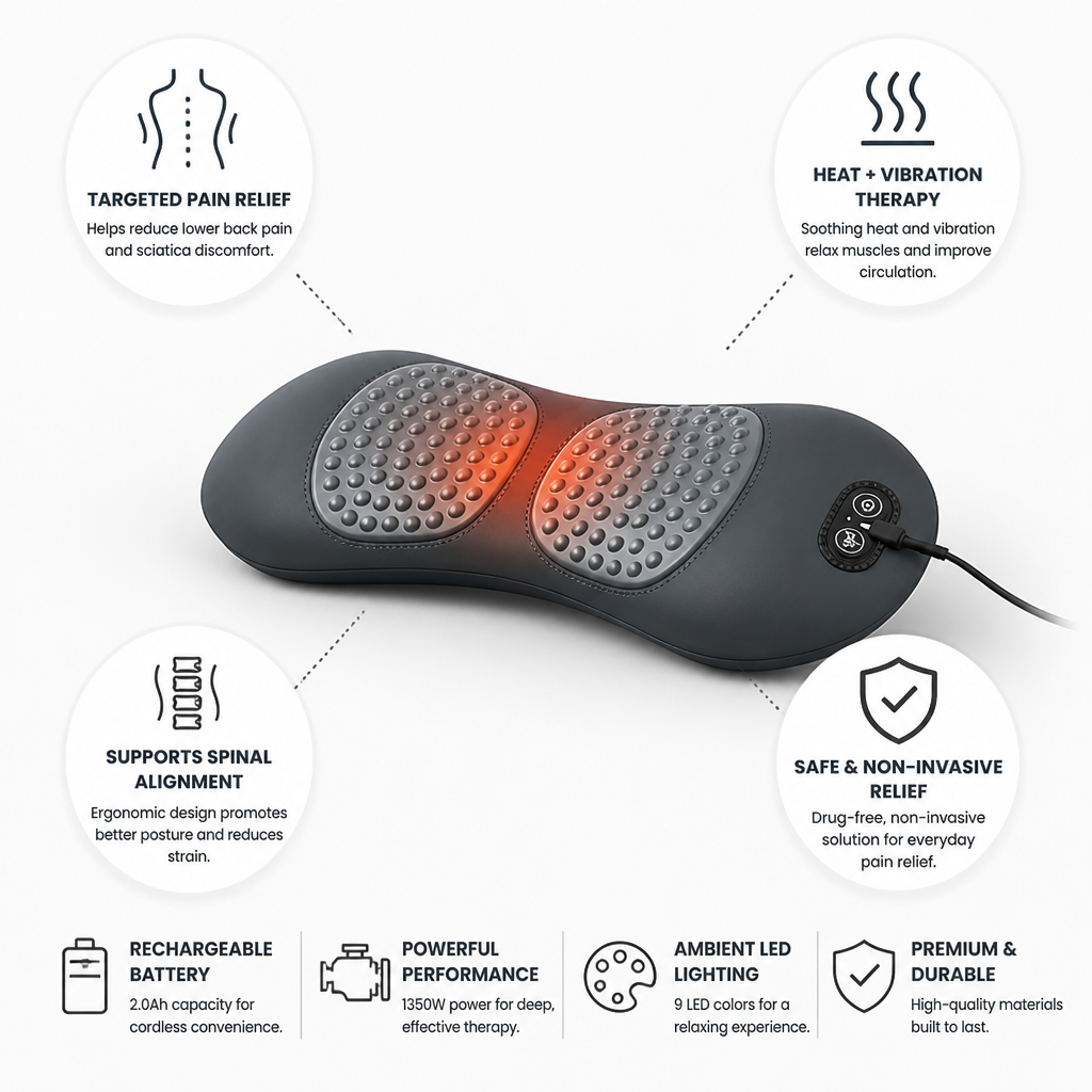 Heat & Vibration Lumbar Massager (3-In-1)
