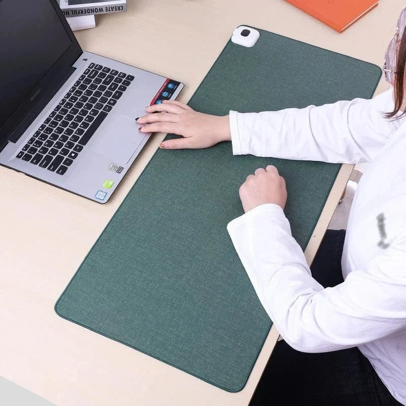 Heated Desk Mat Adjustable Temperature Linen-Textured Mouse Pad