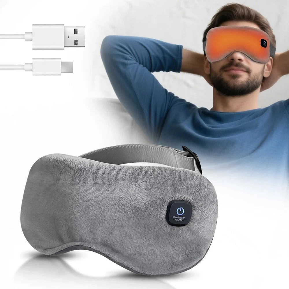 Heated Eye Mask Adjustable Warmth Complete Blackout Cordless Rechargeable
