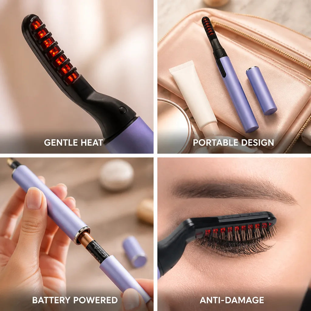 Heated Eyelash Curler Battery-Operated Anti-Damage Sensor
