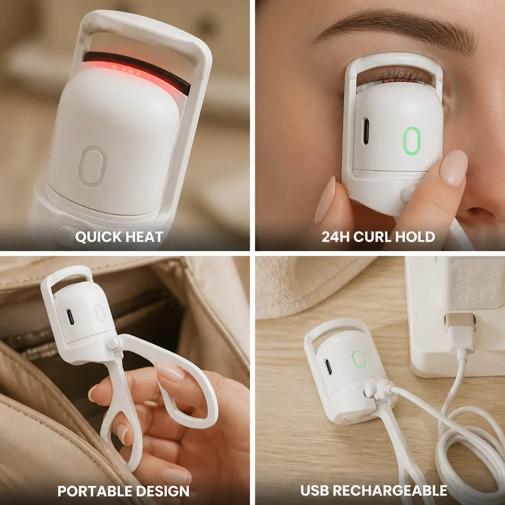 Heated Eyelash Curler USB Rechargeable & Portable 24-Hour Hold