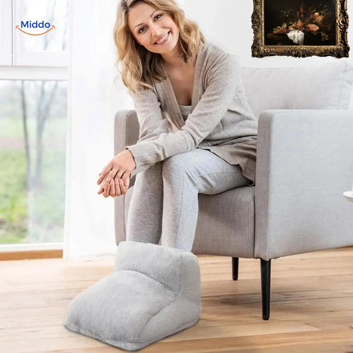 Heated Foot Warmer Slippers USB-Powered Faux Fur Non-Slip Sole