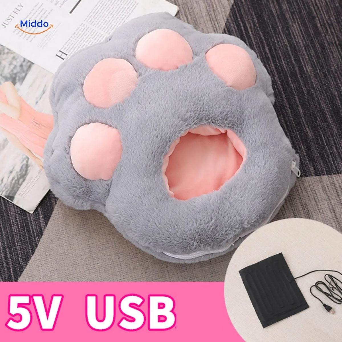 Heated Foot Warmer Slippers USB-Powered Faux Fur Non-Slip Sole