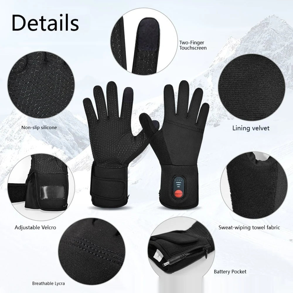 Heated Gloves Rechargeable Touchscreen Three Heat Levels