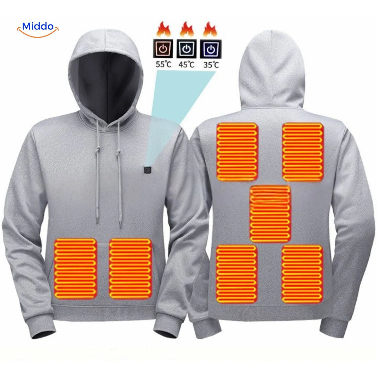Heated Hoodie USB-Powered Three Heat Settings Stretch Fabric