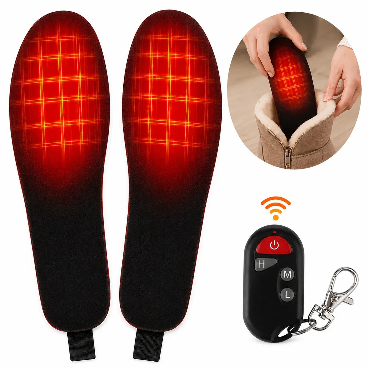 Heated Insoles Rechargeable Wireless Temperature Control Multiple Heat Settings
