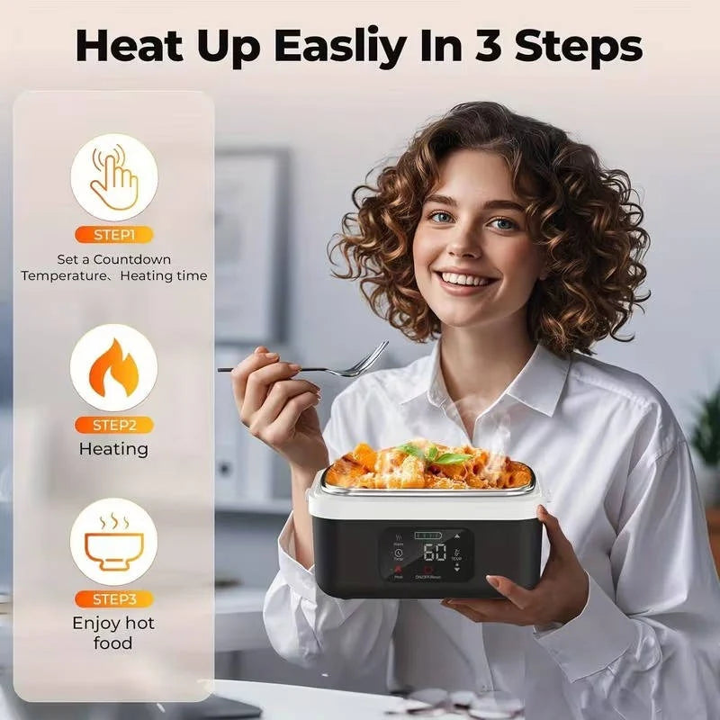 Heated Lunch Box Cordless 12000mAh Leak-Proof Stainless Steel