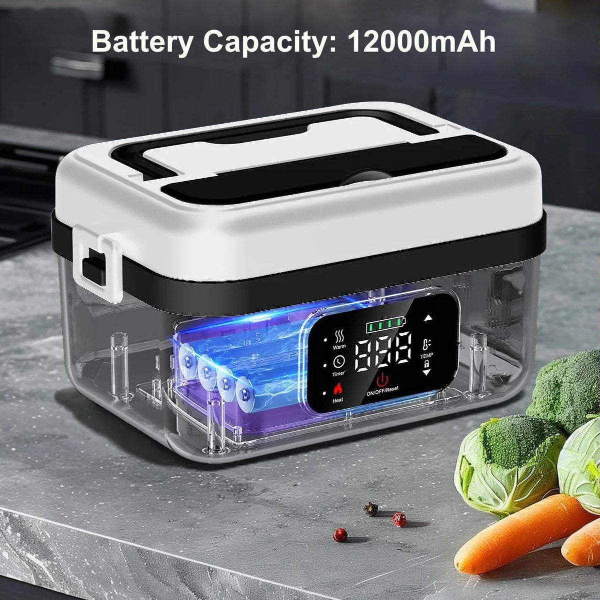 Heated Lunch Box Cordless 12000mAh Leak-Proof Stainless Steel