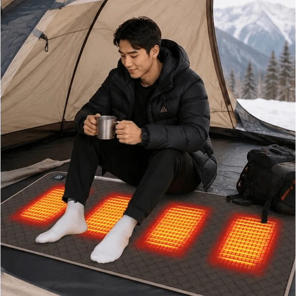 Heated Sleeping Pad USB-Powered Multiple Heating Zones Quoted Fabric