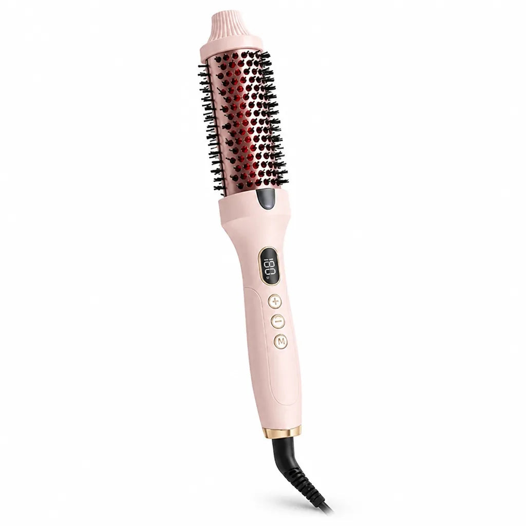 Heated Styling Brush Keratin Ceramic Straightens & Curls
