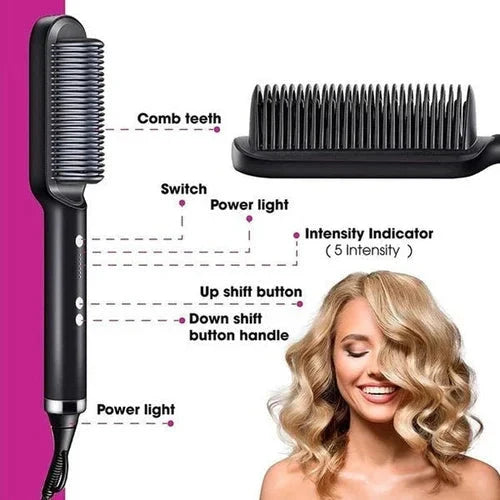 Heated Styling Comb Adjustable Heat Ion Frizz Control Portable