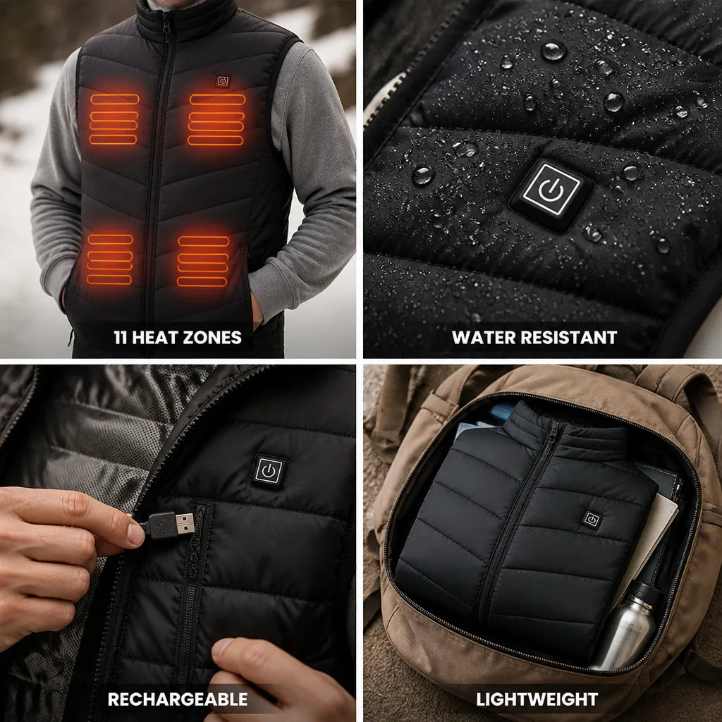 Heated Vest Rechargeable Nano-Heating 11 Heat Zones