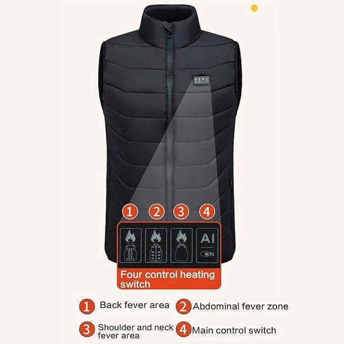 Heated Vest USB-Powered 28 Heating Zones Quilted Design
