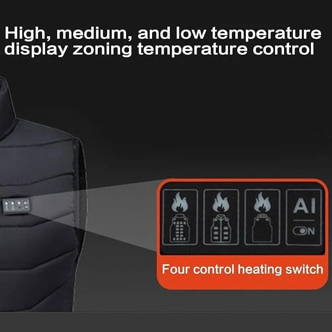 Heated Vest USB-Powered 28 Heating Zones Quilted Design