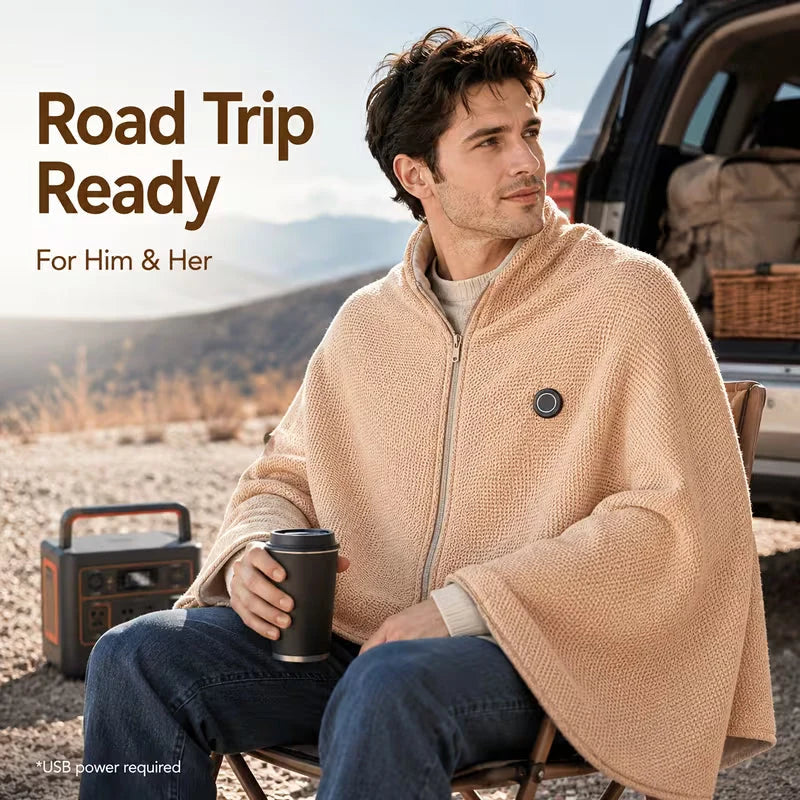 Heated Wrap Blanket USB-Powered Adjustable Heat Settings