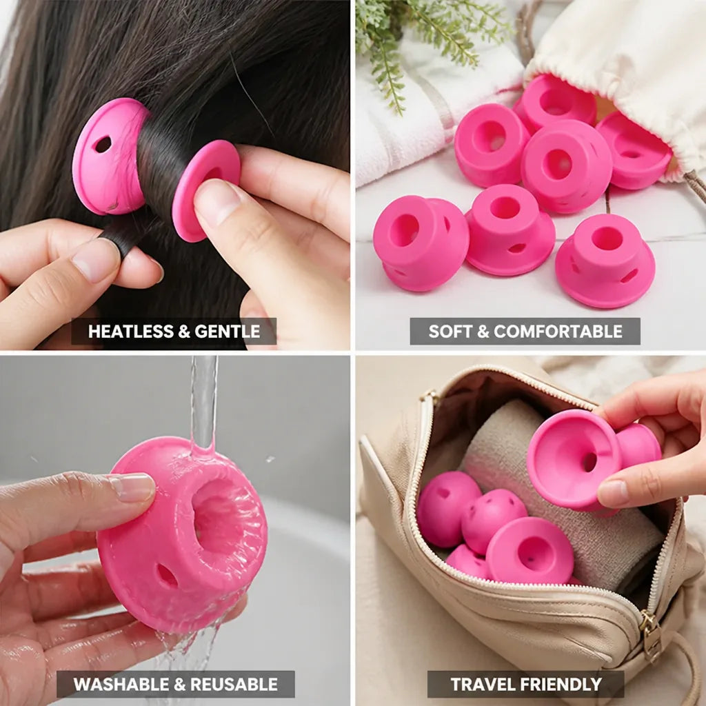Heatless Hair Curlers Medical Silicone Overnight Set of 20