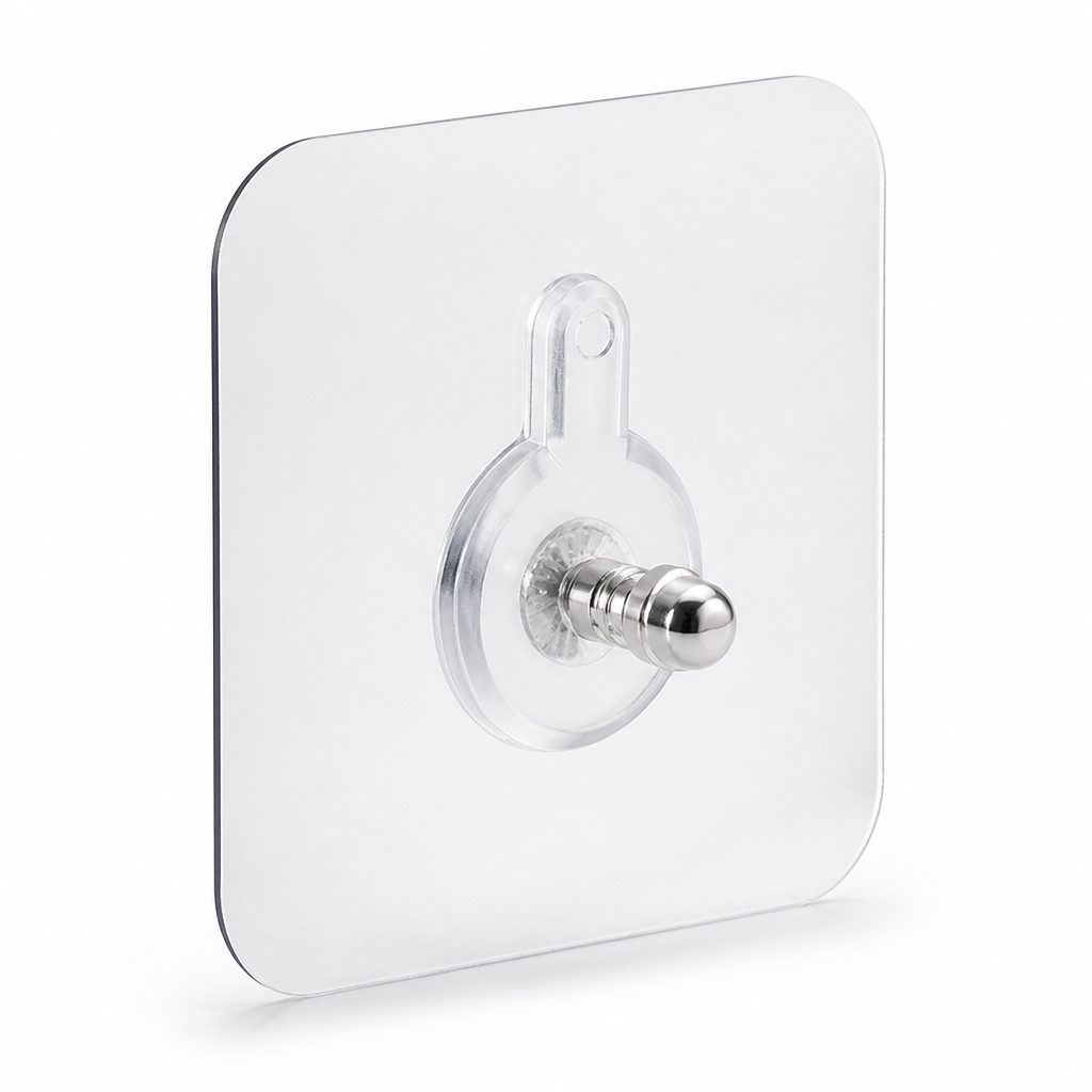 Heavy-Duty No-Drill Transparent Adhesive Wall Hook (Pack of 20)