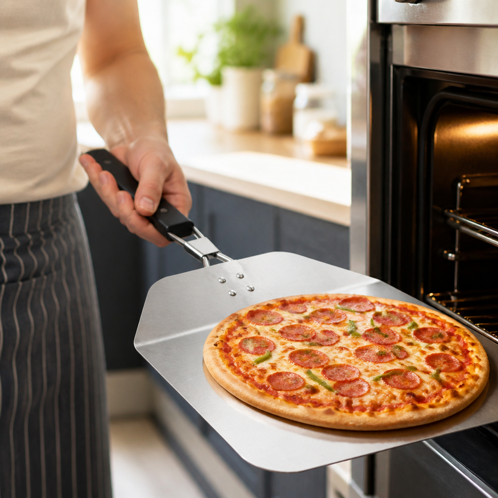 Heavy-Duty Stainless Steel Square-Edge Pizza Peel (Foldable Handle)