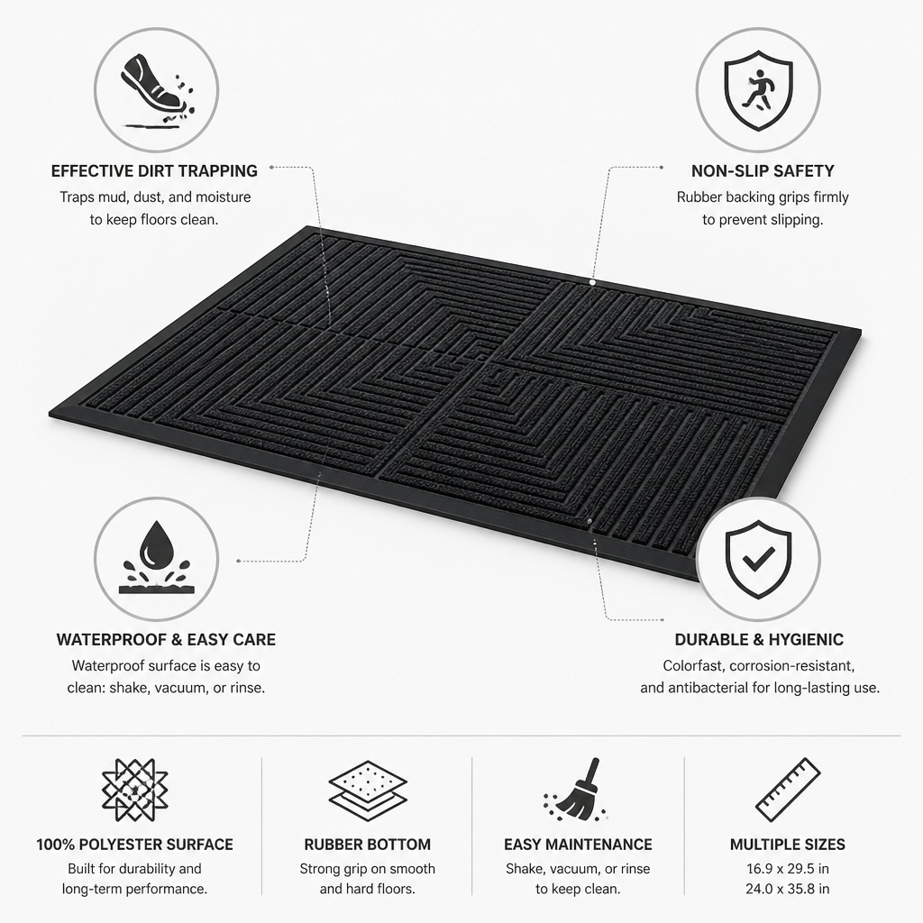 Heavy-Duty Waterproof Non-Slip Entryway Doormat