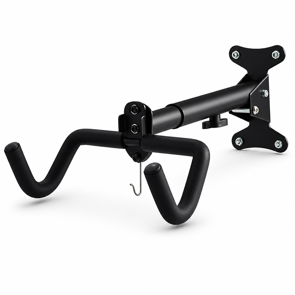 Heavy-Gauge Steel Padded Dual-Arm Bicycle Rack (Wall-Mounted, Anchors Included)