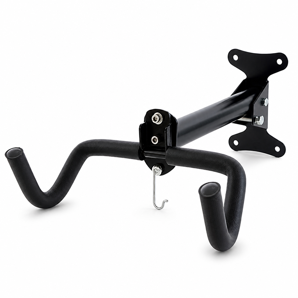 Heavy-Gauge Steel Padded Dual-Arm Bicycle Rack (Wall-Mounted, Anchors Included)