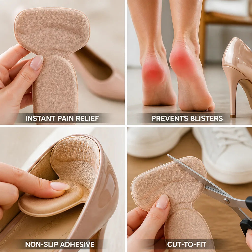Heel Pads Gel Cushioning Breathable Adhesive Cut-To-Fit