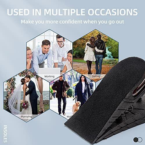 Height Increase Insoles Adjustable Up To 3.5 Inch Shock-Absorbing
