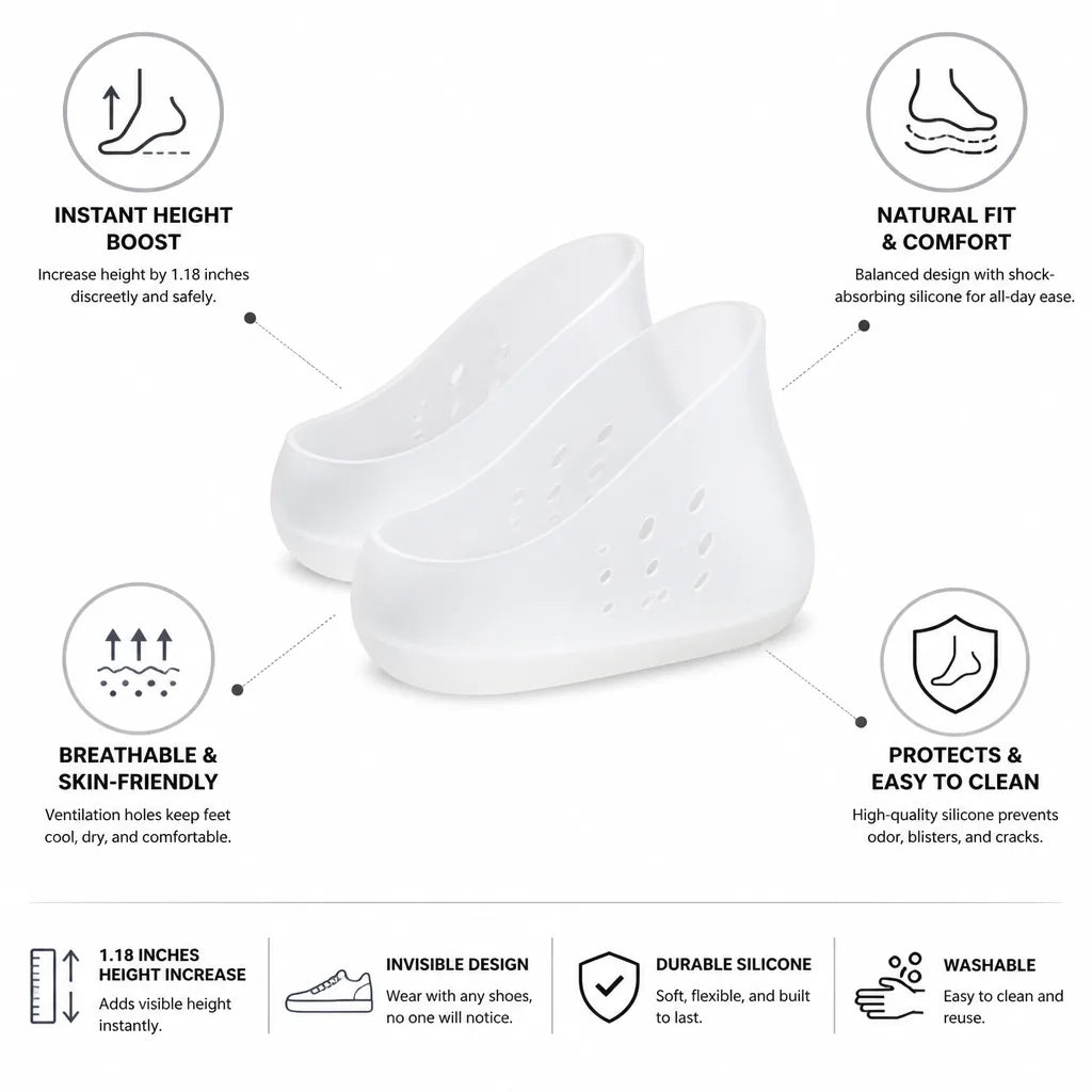 Height Increase Socks Invisible Silicone 1.18 Inch Boost