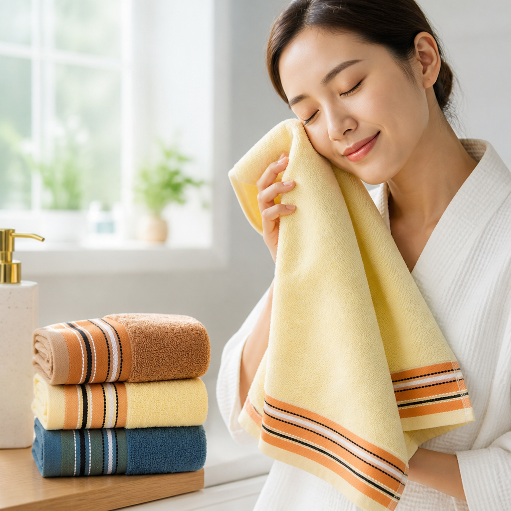 High-Absorbency Soft Striped Terry Bath Towel
