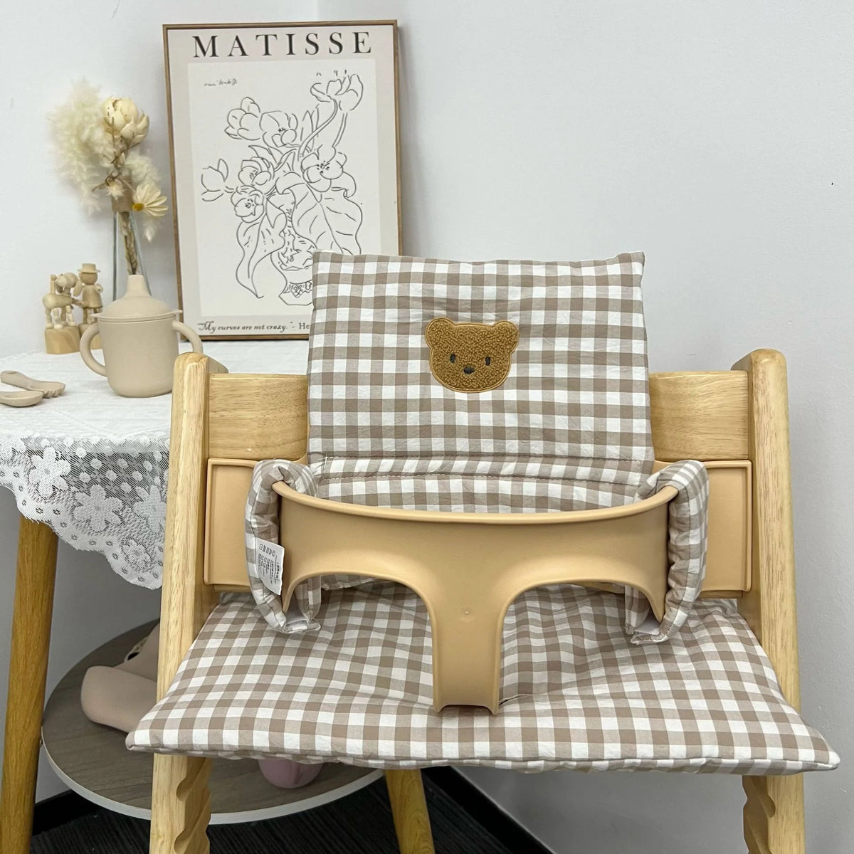 High Chair Cushion Padded Removable Machine-Washable Cover & Harness Slots