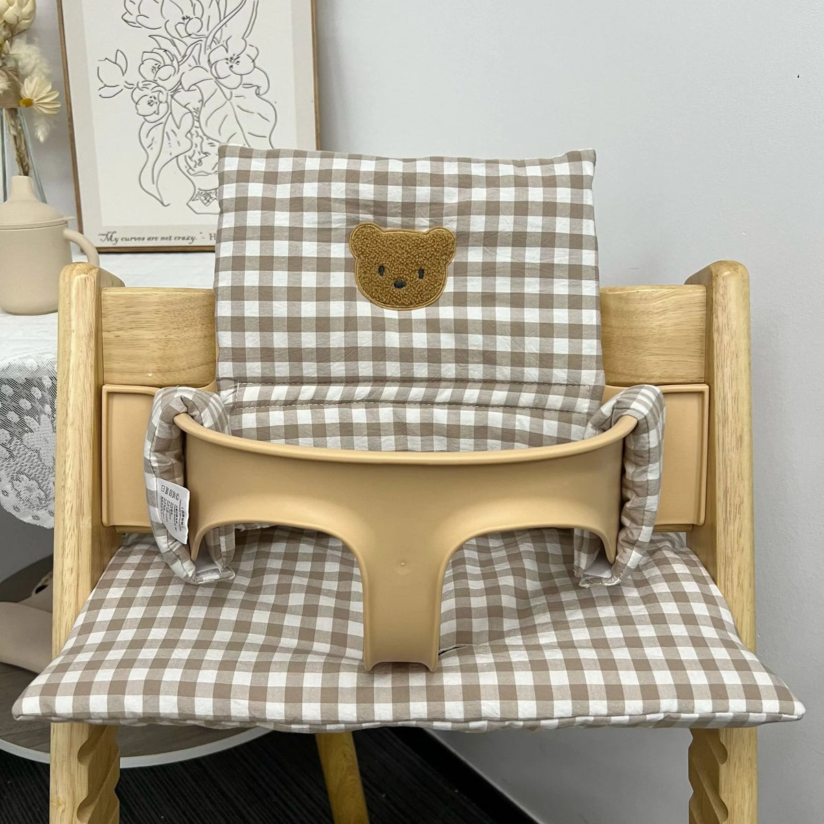 High Chair Cushion Padded Removable Machine-Washable Cover & Harness Slots