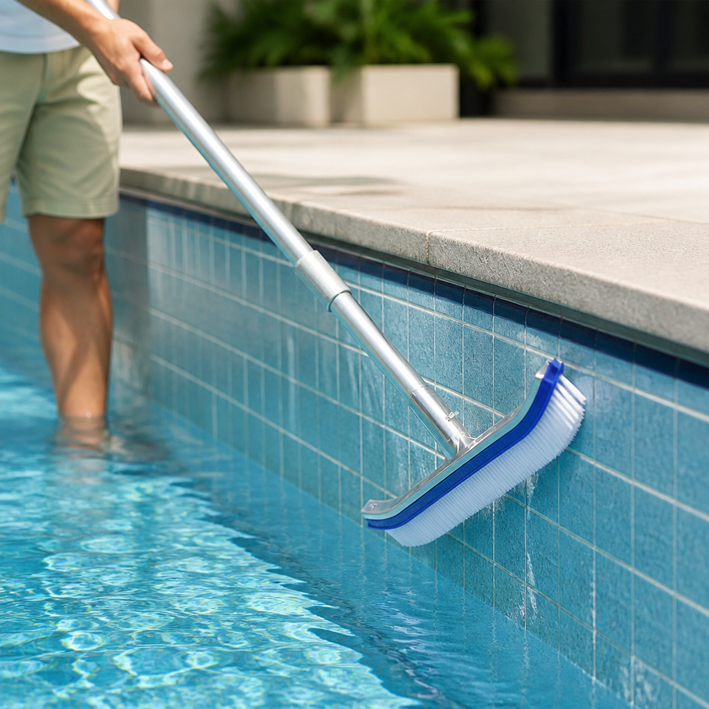 High-Density Bristles & Corrosion-Resistant Aluminum Pool Wall Brush (Telescopic Rod Compatible)
