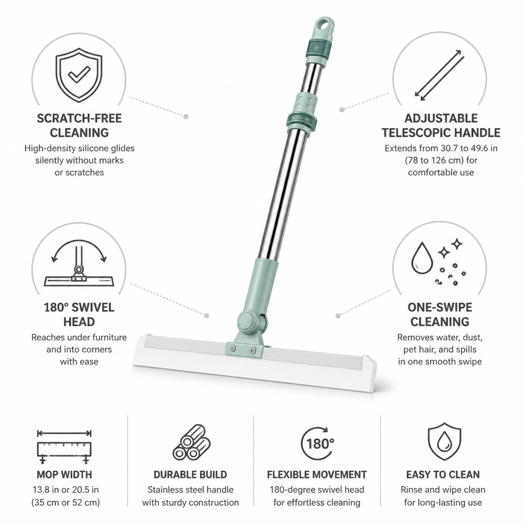 High-Density Silicone Squeegee Floor Mop (Telescopic Handle)