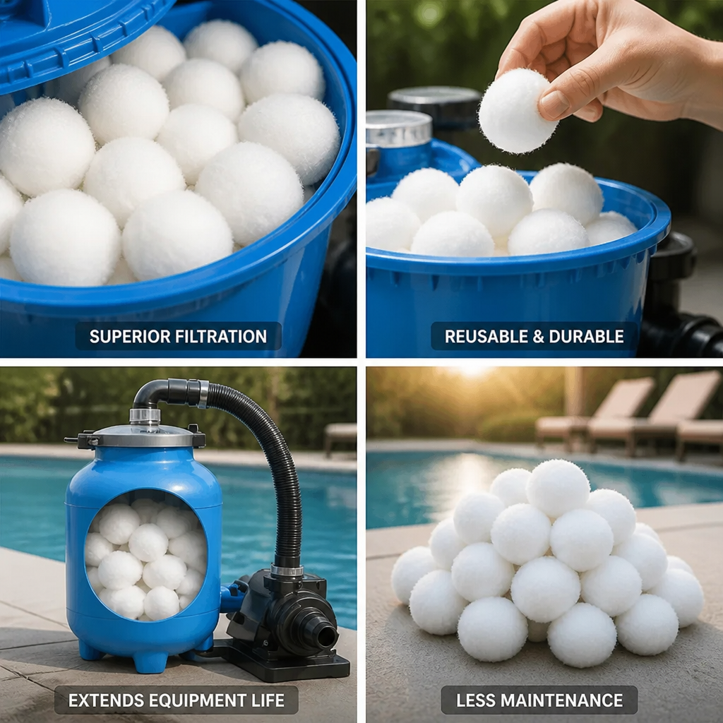 High-Efficiency Reusable Pool Filter Balls