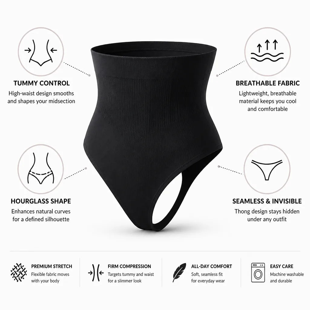 High Waist Thong Tummy Control Seamless