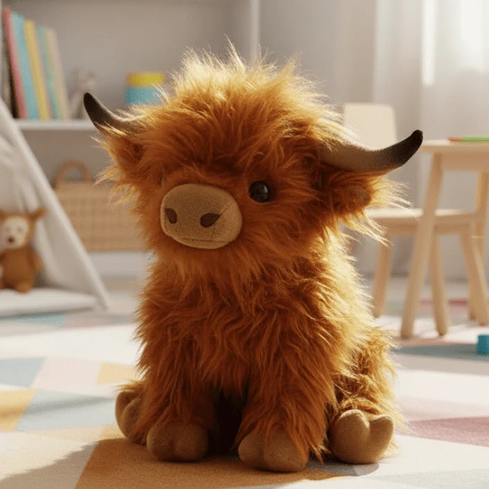 Highland Cow Plush Toy Soft Shaggy 9.8-Inch Cuddly Companion