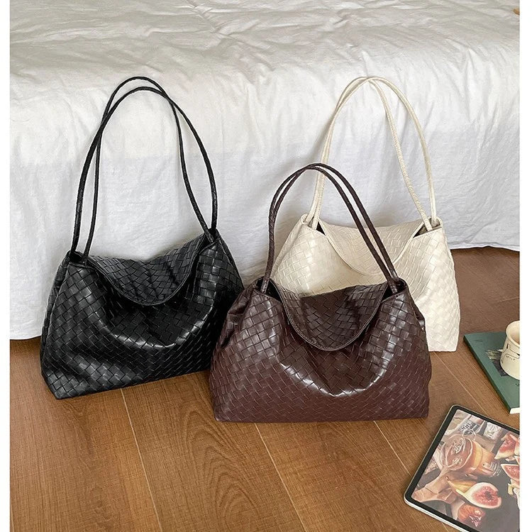 Hobo Bag Woven Leather Spacious Interior Comfortable Shoulder Straps